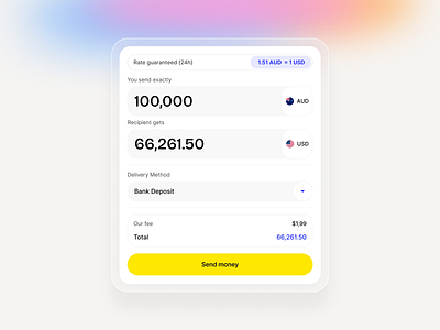 Money Transfer UI component design finance fintech money transfer product design saas saas website uiux web design website