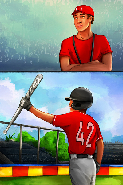 Freddie At The Plate african american illustration character design character illustration childrens book illustration illustration krita
