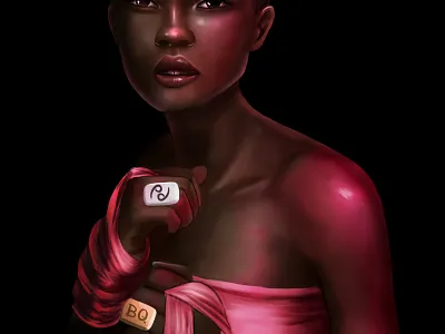 Fighter african american illustration character design character illustration krita portrait realistic portrait