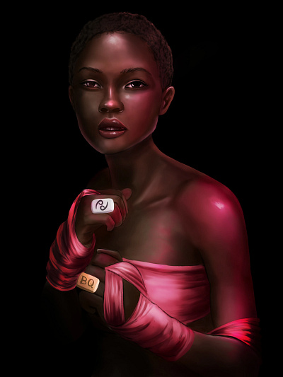 Fighter african american illustration character design character illustration krita portrait realistic portrait