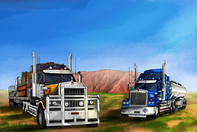 Board Game Cover board game design digital art illustration krita truck vehicle illustration