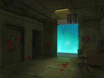 Sci-fi Underground Supernatural Beings Experiment Lab 2d art concept art digital art hand drawn illustration krita sci fi