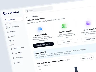 Clean modern SaaS Dashboard UI UX Design admin dashboard app design b2b dashboard clean interface contact dashboard crm dashboard dashboard design data enrichment figma lead management marketing dashboard minimal design modern design product design prospect dashboard saas dashbaord sales dashboard ui design ux design web app