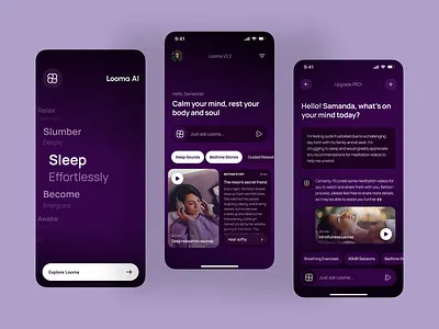 Looma AI — Where Calm Meets Intelligence 🌙 3d ai animation branding clean design graphic design illustration logo modern relax sleep typography ui ux vector