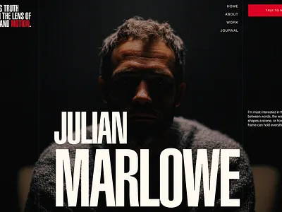 Cinematic Director Portfolio - Dark Hero Exploration artistic storytelling bold typography cinematic hero section clean ui craft driven design creative layout dark aesthetic digital innovation director portfolio high contrast design immersive interface interactive web experience minimalist layout modern web design moody lighting aesthetic photography website design premium website concept production studio design user experience visual design