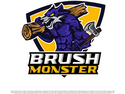 Brush Monster Logo 3d animation branding design graphic design illustration logo motion graphics ui vector