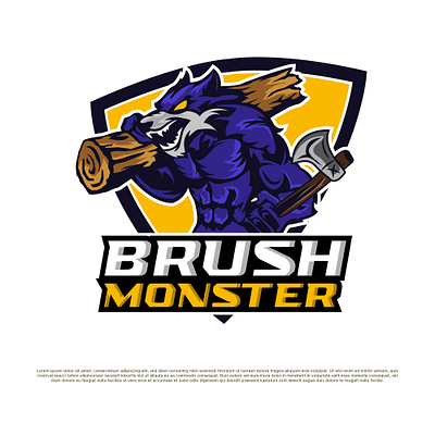Brush Monster Logo 3d animation branding design graphic design illustration logo motion graphics ui vector