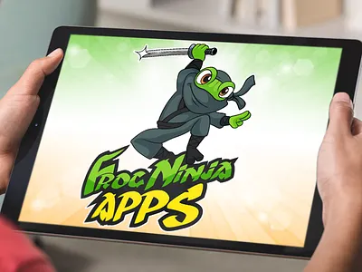 Frog Ninja Mascot Logo Design, Cartoon Ninja Frog for App Brandi app art artwork beehaya cartoon character design digital frog game graphic design icon illustration logo mascot ninja vector