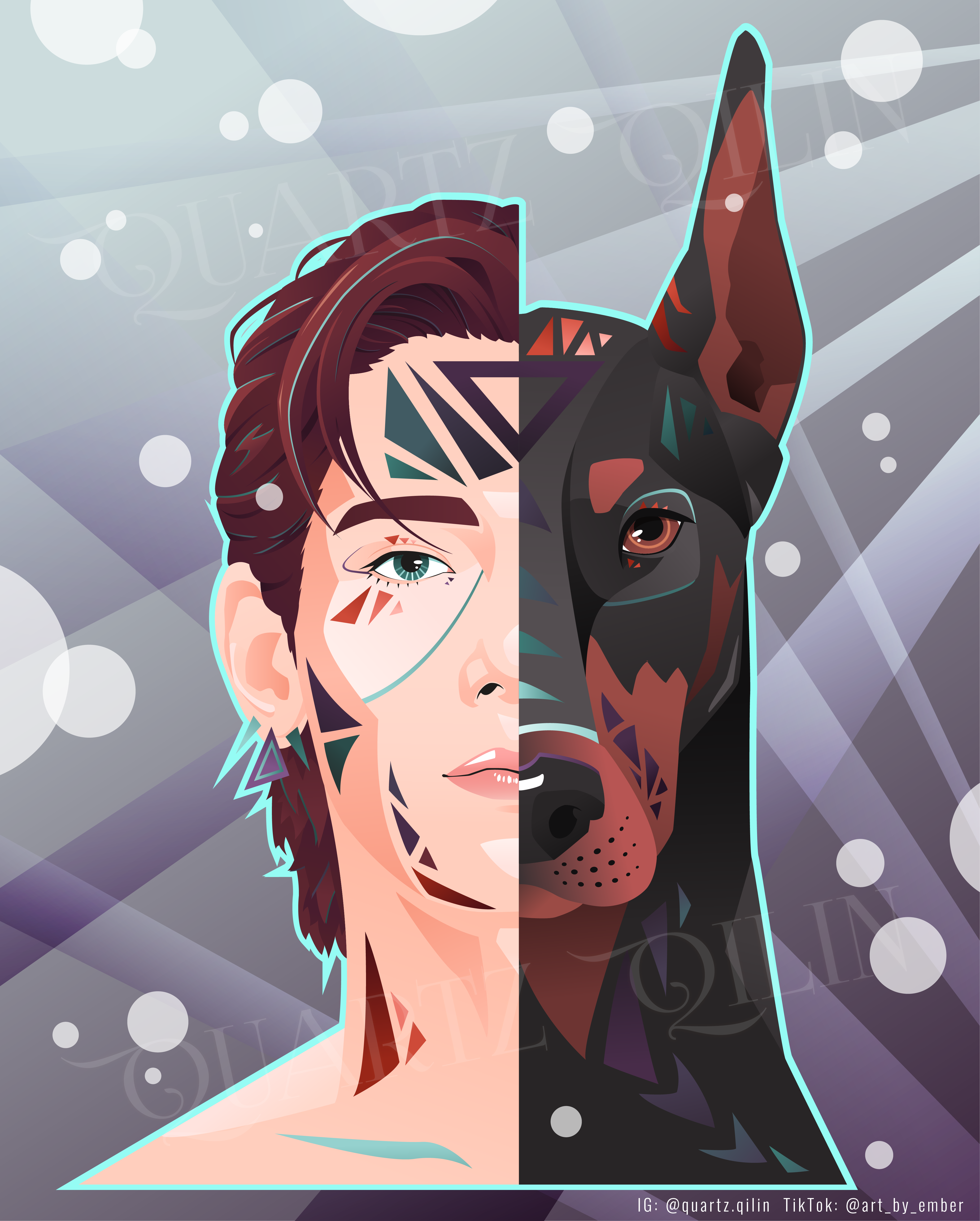 ATEEZ Yeosang + Doberman Digital Illustration adobe animal art ateez design digital doberman dog drawing graphic design illustration illustrator photoshop vector yeosang