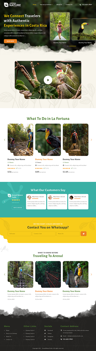 Tours / Travelers Website costa rica tours website la fortuna tours tours web design