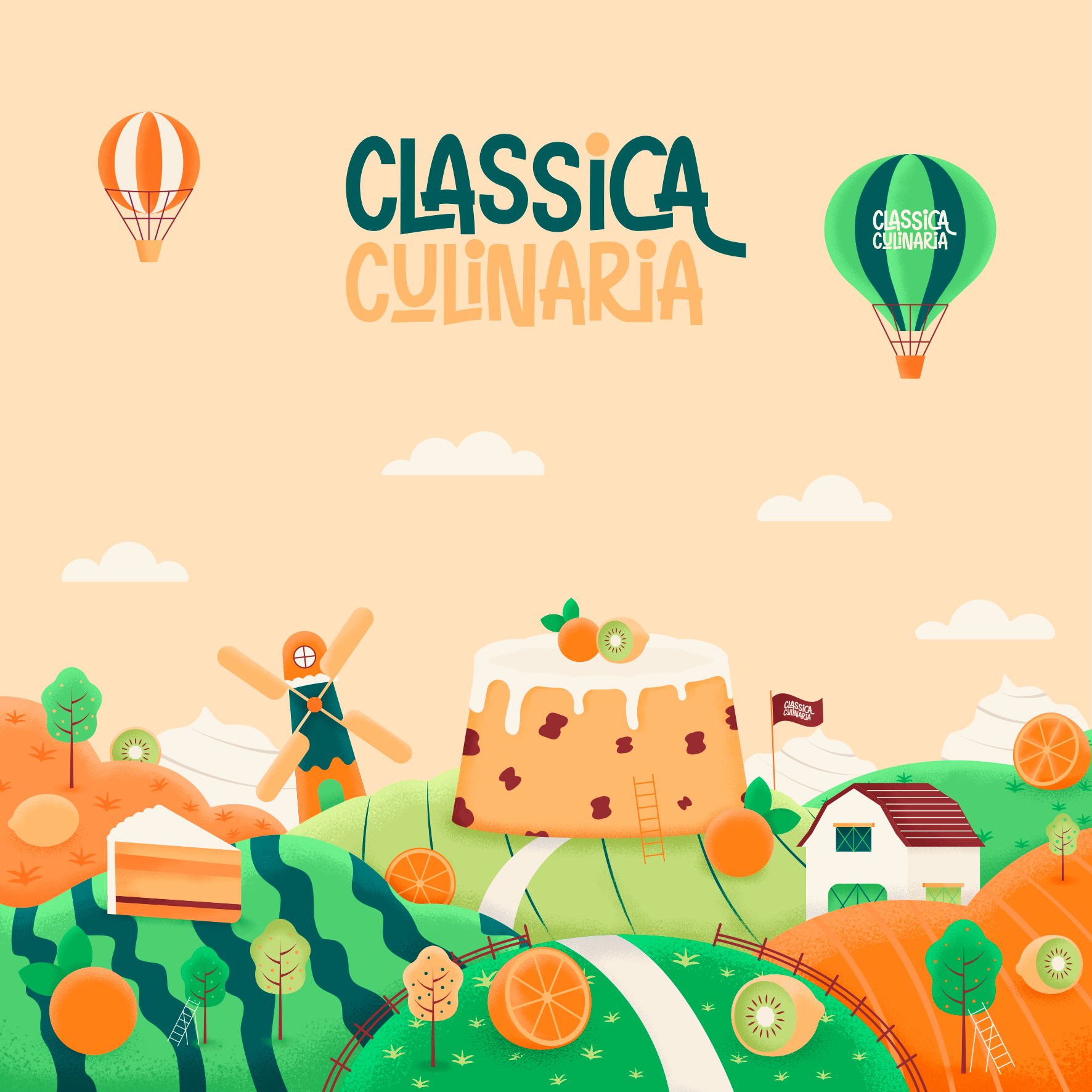 Cover for a cake box part 1 baku cake cover cake design city digitalart digitalwork illustration sweet city town