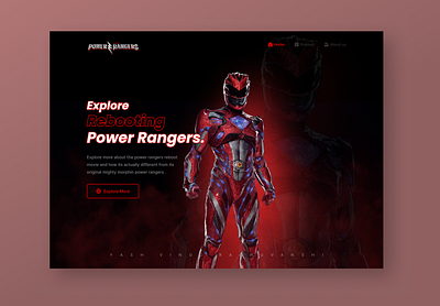 Power Rangers Landing Page 3d website app design futuristic design inspiration marvel modern design neuomorphism power rangers red red theme superhero theme web design yash raghuvanshi