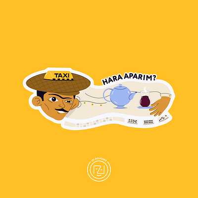 A taxi driver baku digital illustrator digitalart digitalwork hello sticker taxi driver