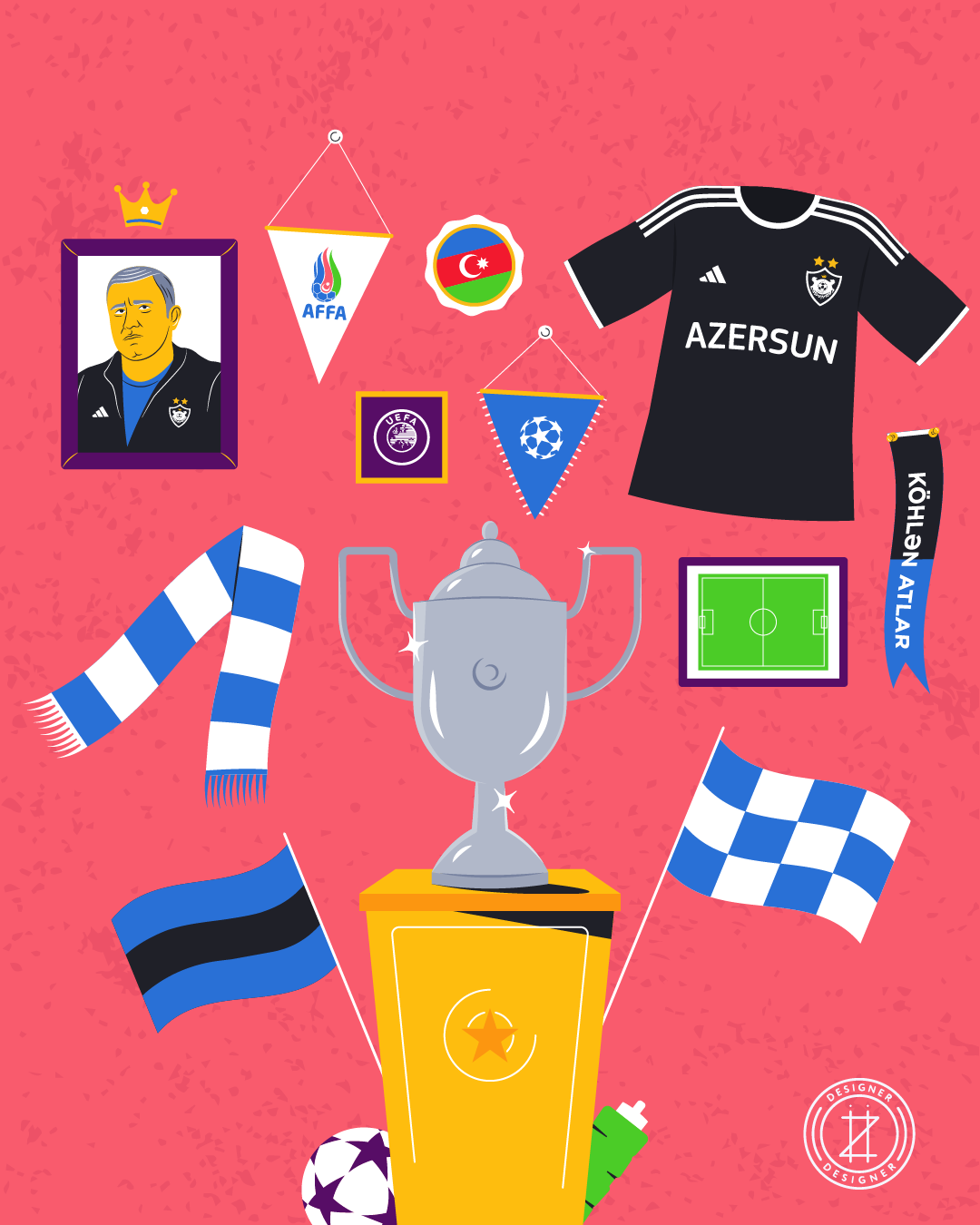 Grandstand of FC "Qarabagh" azerbaijan champions leauge club digital digital art football illlustration qarabag fc uefa work