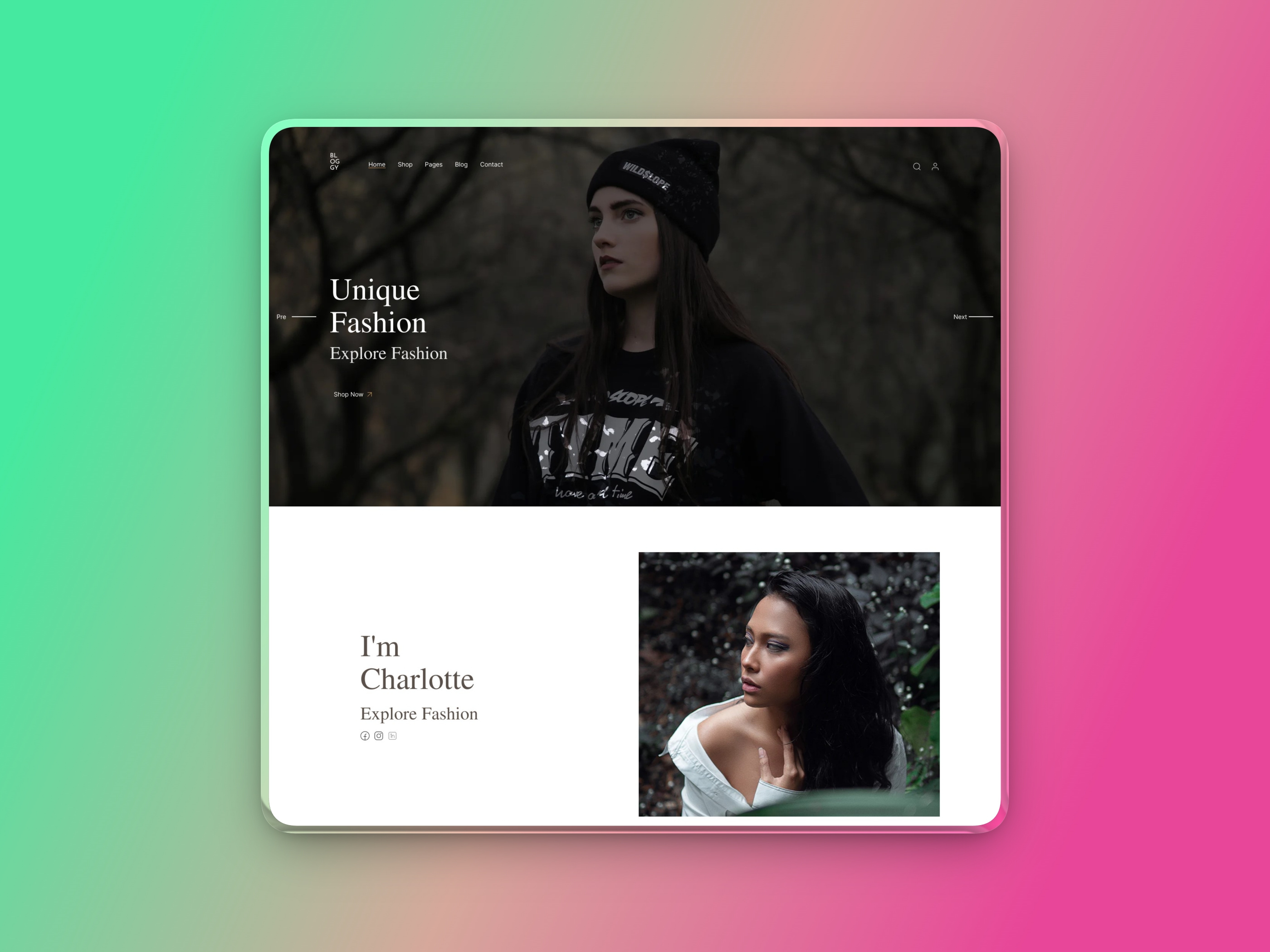 Fashion Landing page aesthetic design clothes digital fashion ecommerce design editorial style fashion portfolio hero section landing page minimal design no code development product details runway vibes shop store style inspired ui uiux wearable art web development women fashion