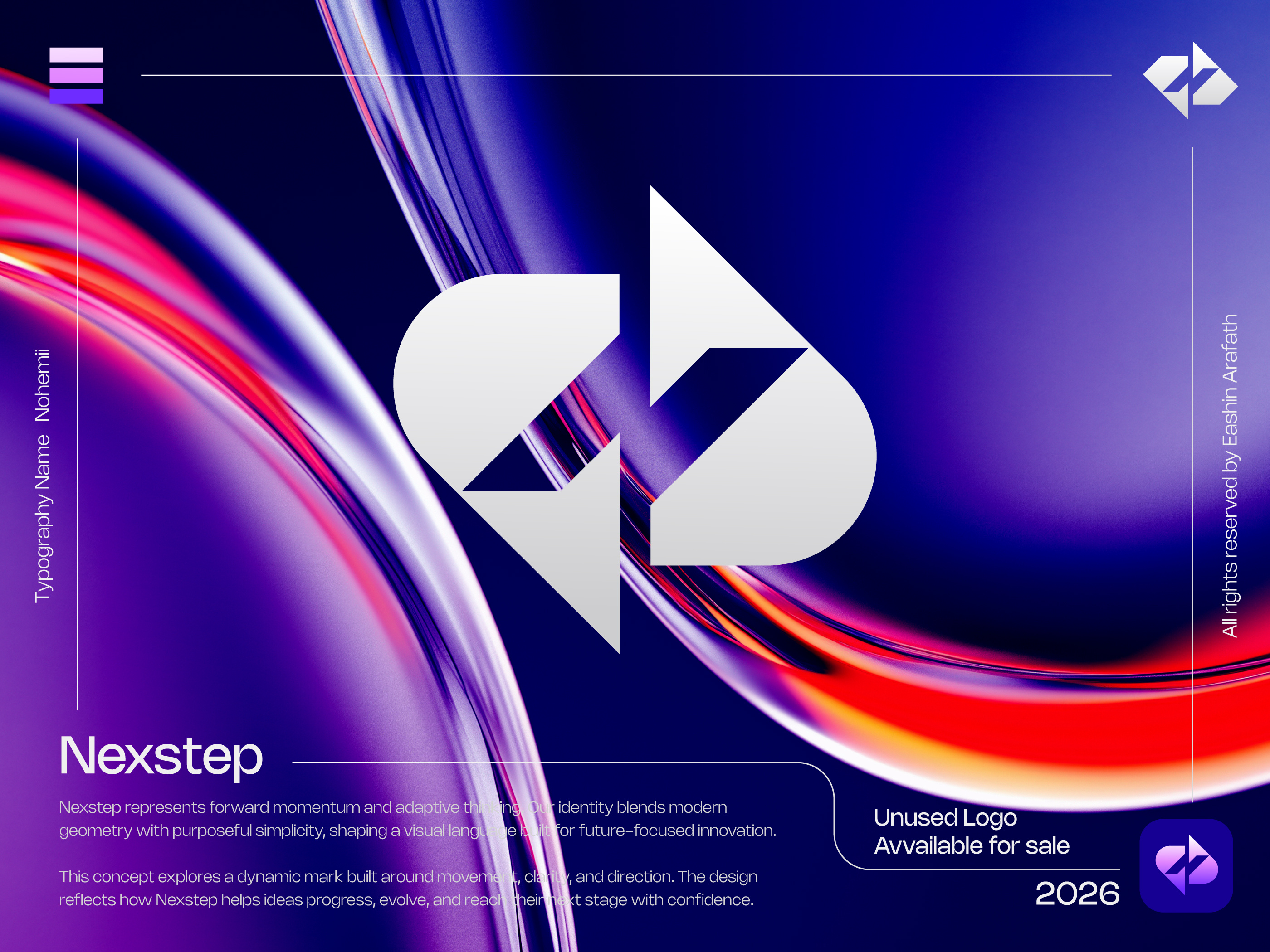 Nexstep Futuristic Geometric N Letter Logo Concept abstract n logo ai logo branding e a s h i n a r a f a t h fintech n logo lettering link connection logo mark symbol icon minimal logo modern n logo n letter mark print sass logo software logo startup logo tech logo technology logo timeless logo web 3 logo