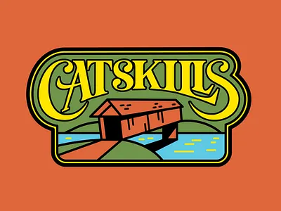 Catskills catskills covered bridge illustration lettering