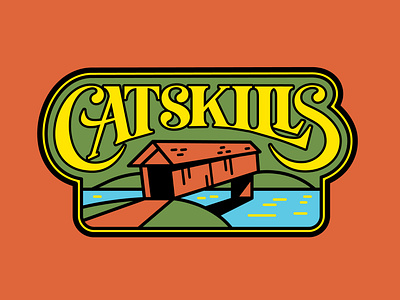 Catskills catskills covered bridge illustration lettering