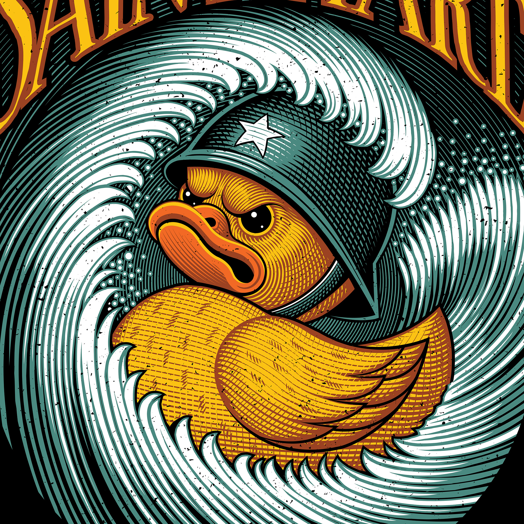 Saint Marè T-shirt illustration apparel army branding duck engraving illustration illustrations logo military ocean rubber ducky surf t shirt vector vector art waves woodcut