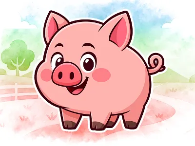 Pig farm animal illustration, Character Design For Kids 2d animal farm banner beehaya cartoon character design childrens books cover book cute design designer graphic design illustration illustrator pig piglet playful poster vector