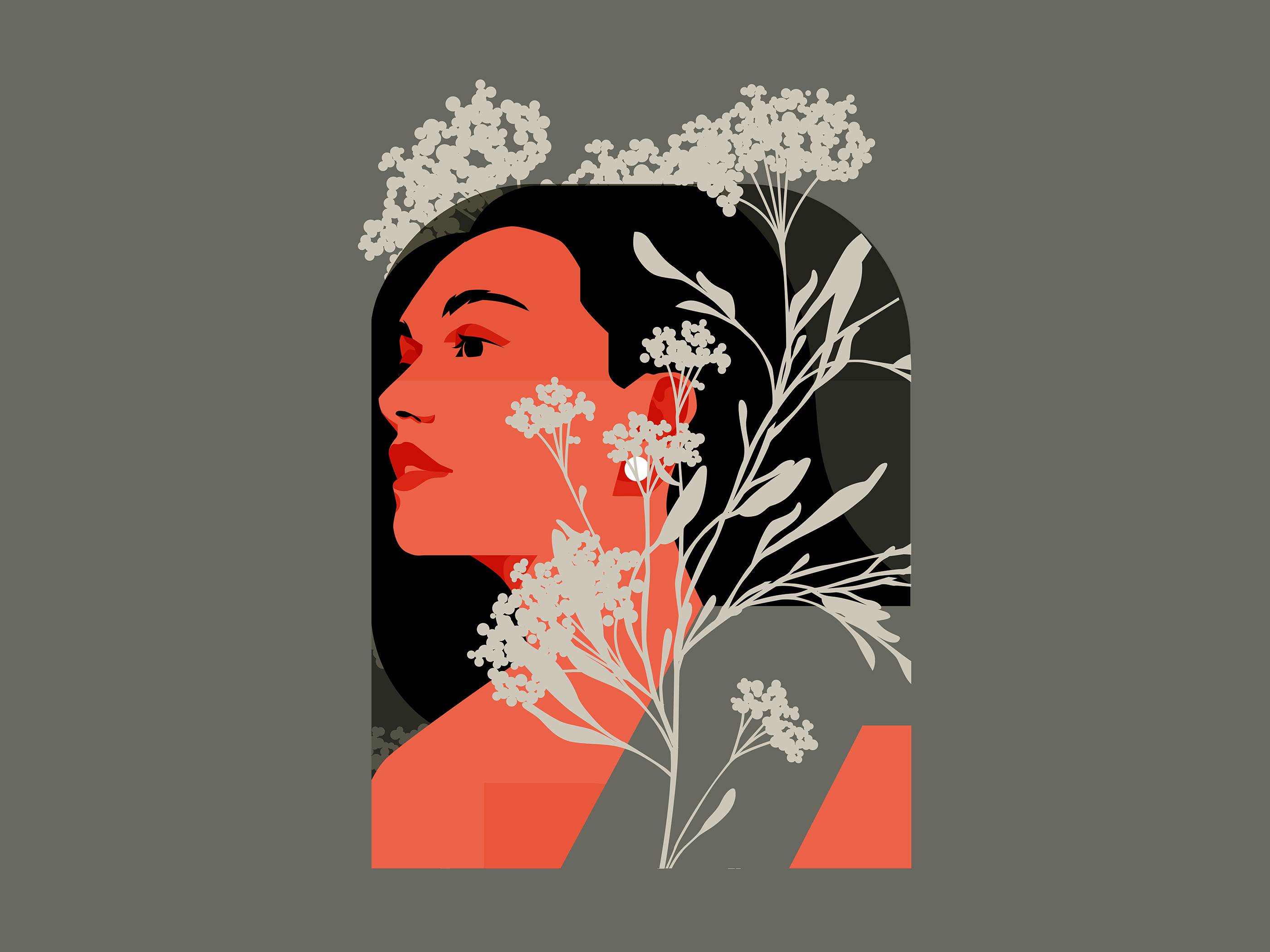 Evening shadows abstract branding editorial editorial illustration floral flowers girl girl illustration identity illustration minimal portrait vector vector illustration vector portrait woman illustration woman potrait