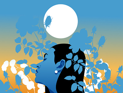 Blue evening abstract composition design editorial editorial illustration floral pattern flower girl girl illustration girl portrait illustration minimal portrait portrait illustration vector vector illustration vector portrait woman woman illustration woman portrait