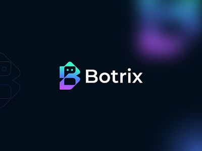 Botrix – Modern Automation & AI Assistant Logo B logo ai assistant branding ai logo ai workflow tool automation tool logo branding chatbot icon letter b logo minimal tech logo robot face icon robot face logo typography vector