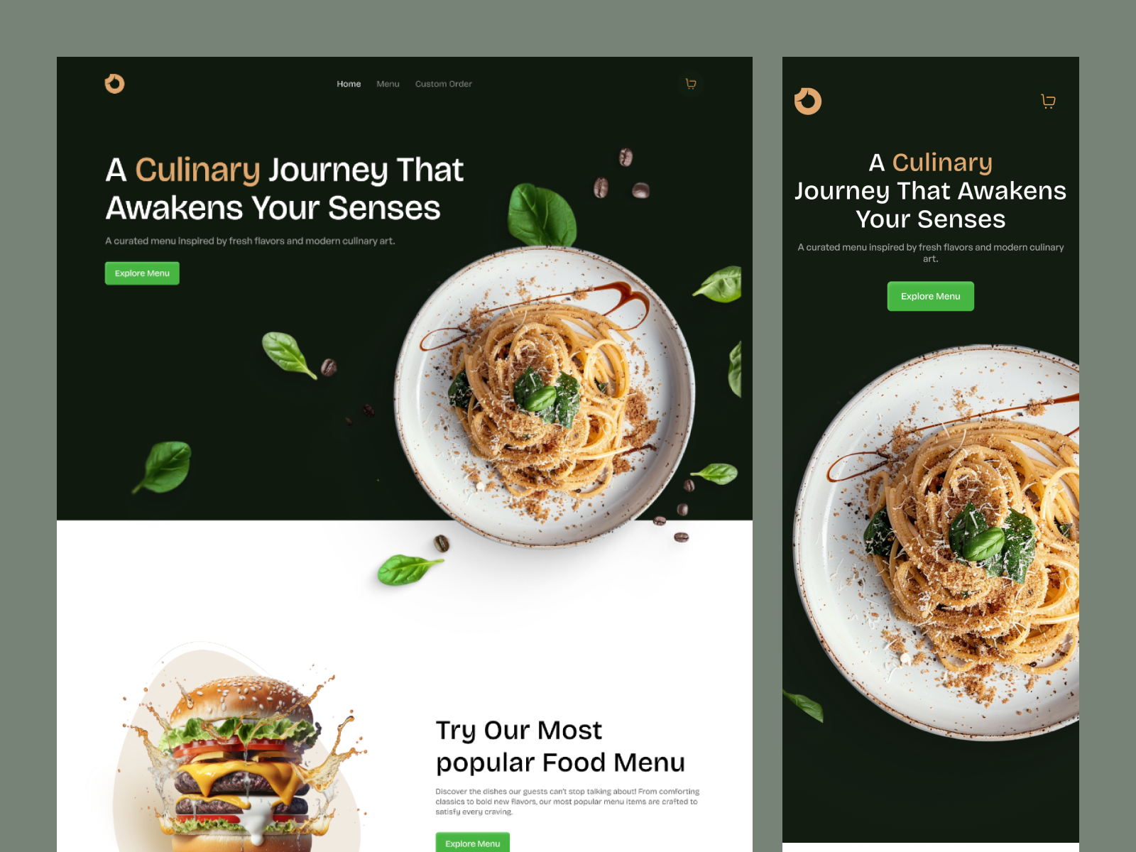 Premium Restaurant Responsive Landing page UI/UX Design. food food ordering ui food website design landing page mobile responsive responsive design restaurant landingpage restaurant website restaurent ui uiux user interface website design website landing page