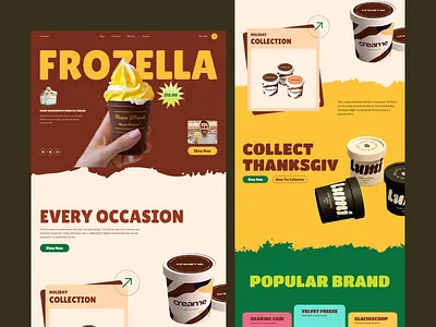 Frozella ice cream webesite branding dezert webesite ecommerce flavour graphic design home page ice cream ice cream webesite landing page product product design ui uiux ux