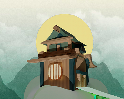 chinese temple (final version) 3d illustration