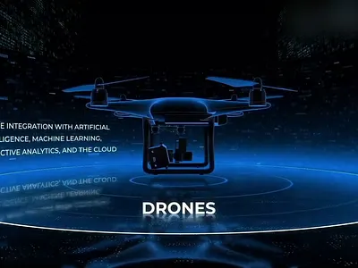 AI Drone Integration: Futuristic Tech Title 3d ai animation broadcast cinematic clean corporate digital drone explainer futuristic graphics intelligence learning machine motion predictive robotics tech title