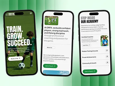 Football Academy — Mobile Web Design design landing page mobile moblie app ui uiux ux web design