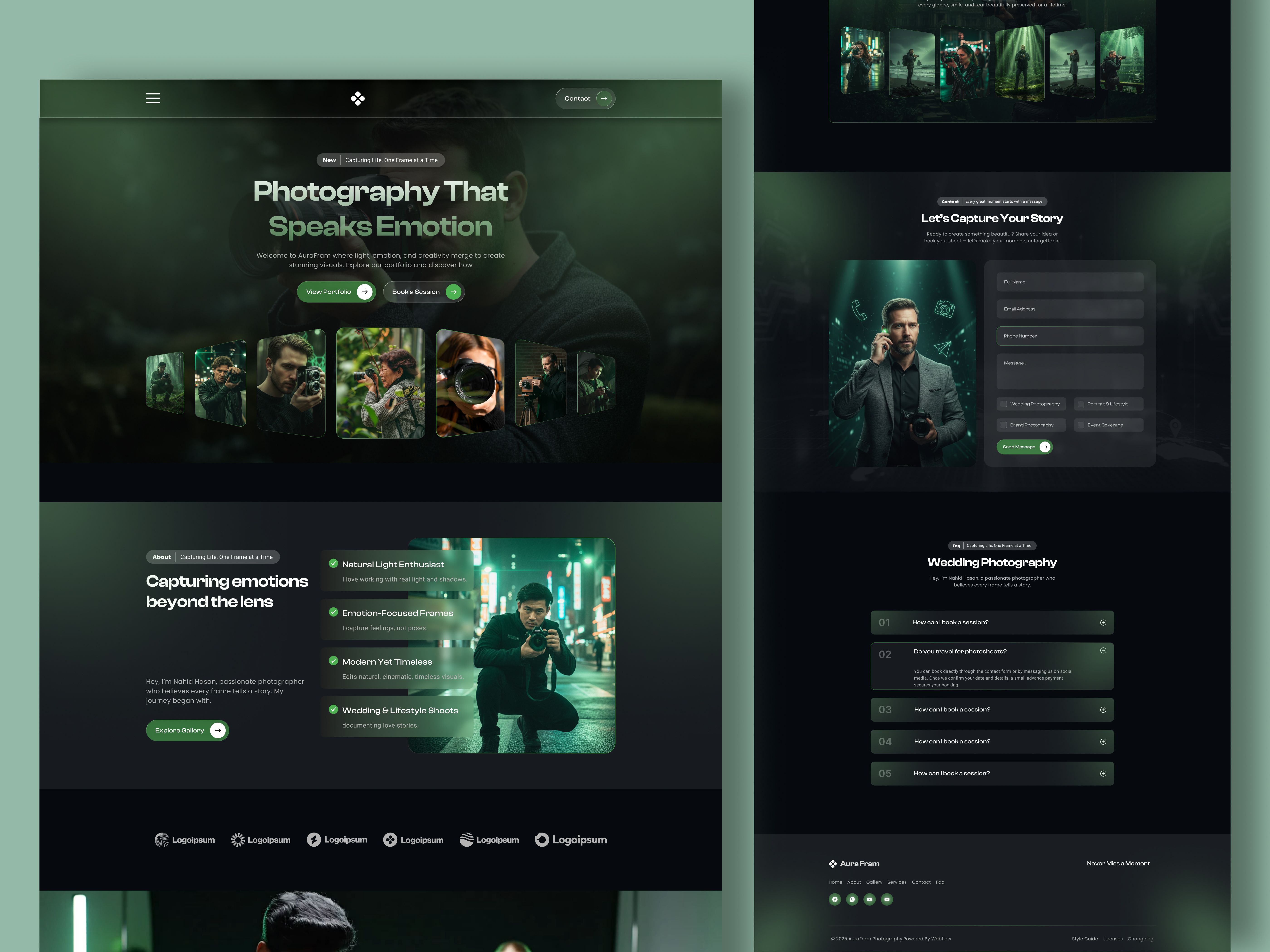 Modern Photography Portfolio UI banner design clean dark mode design figma graphic design landing page photography portfolio ui ui design web design website