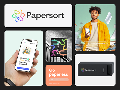 Visual Identity Design For Papersort ai document ai logo ai software branding clip colorful document files folder hassle free icon intelligence logo logo logo designer logodesign modern logo p logo paper logo star storage