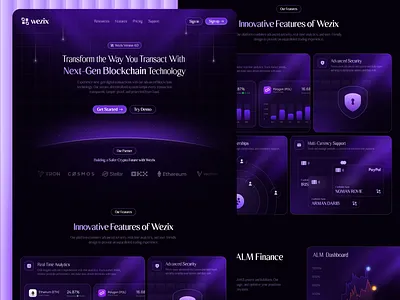 Wezix A Next-Gen Web3 Finance & Trading Platform crypto landing page dark web3 landing page fintech graphic design landing page design nft design ui ui design ui ux design uiux web design web3 web3 landing page website design