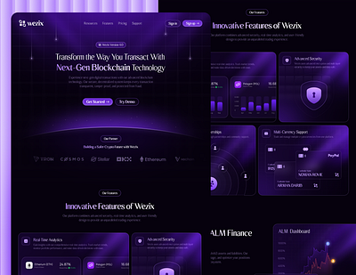 Wezix A Next-Gen Web3 Finance & Trading Platform crypto landing page dark web3 landing page fintech graphic design landing page design nft design ui ui design ui ux design uiux web design web3 web3 landing page website design