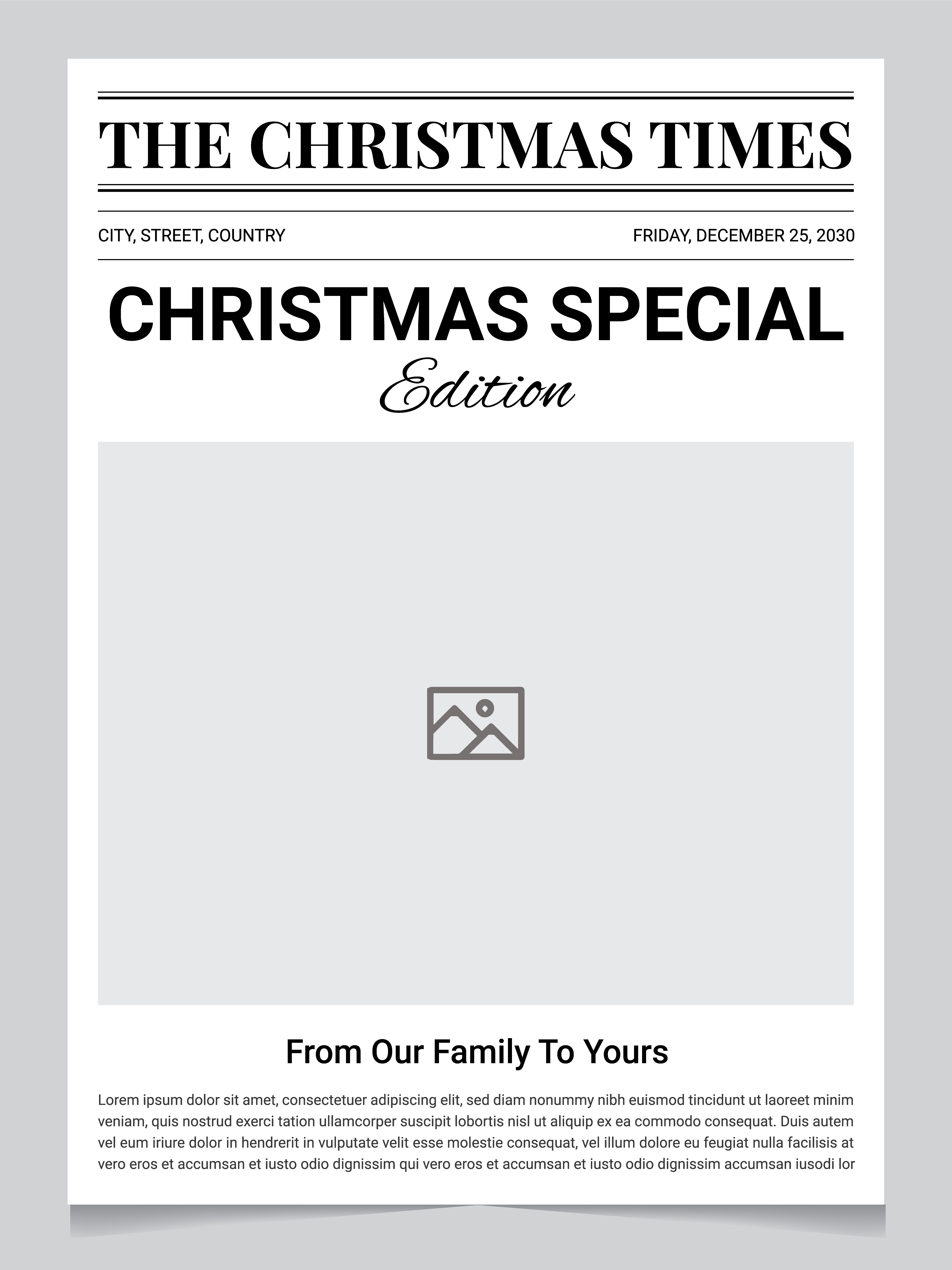 Christmas Newspaper Template – Printable Holiday Front Page christmas card template christmas front page design christmas gift idea christmas newspaper template christmas photo page christmas printable template christmas special edition layout editable christmas template family christmas newsletter family newsletter printable festive newspaper design holiday greeting printable holiday newspaper front page personalized holiday newspaper winter celebration template