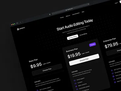 Pricing Tables Dark Mode design figma ui web web design