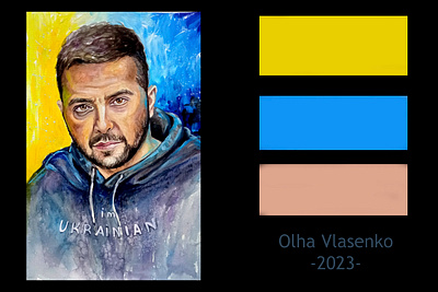 Watercolor original portrait President of Ukraine Zelensky art handmade paint painting portrait ukraine zelensky