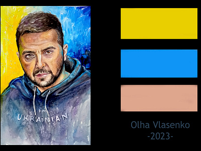 Watercolor original portrait President of Ukraine Zelensky art handmade paint painting portrait ukraine zelensky