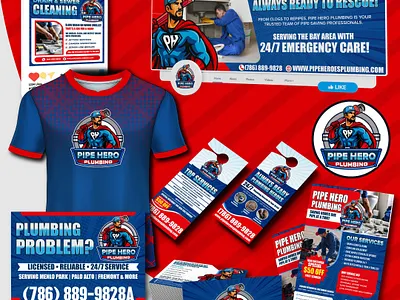 Superhero Mascot Logo & Full Brand Identity Kit Design for Plumb brand identity branding branding design cartoon logo cartoonlogox custom logo design door hanger full branding mascot logo plumber plumber cartoon logo plumbing cartoon logo plumbing logo service business social media superhero cartoon logo superhero mascot superhero plumber cartoon t shirt design yard sign