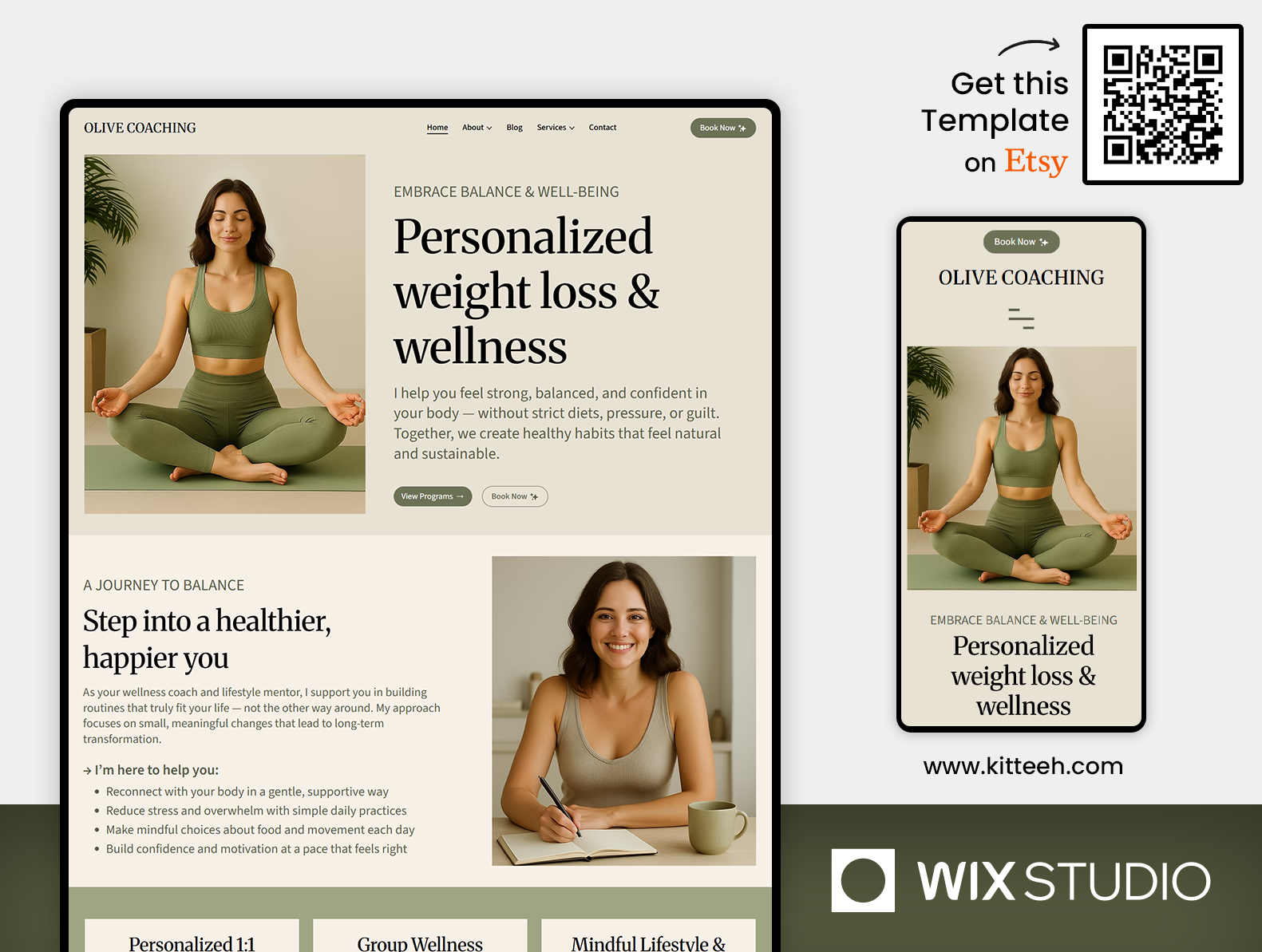 Wellness Coach - Wix Studio Website Template beautiful website coach coach template feminine website green website hoho website life coach life coach template luxury website website template weightloss well being wellness wellness coach wellness coach template wix coach wix life coach wix studio wix studio website wix studio website template