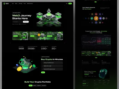 Abiit - Crypto Landing Page bitcoin blockchain buy crypto finance fintech homepage landing page landingpage market sell trading ui uiux ux web design web3