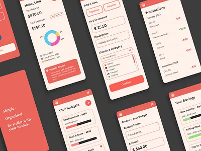 Budgeting App UI | Clean & Friendly budget budget app budgeting coral finance financial practice ui ui design