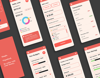 Budgeting App UI | Clean & Friendly budget budget app budgeting coral finance financial practice ui ui design