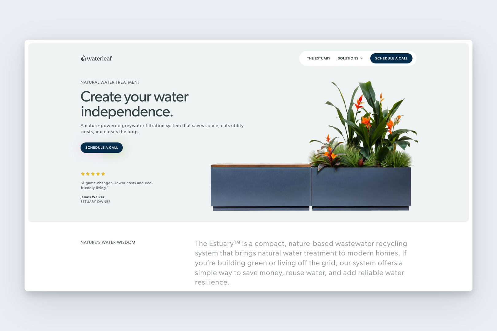 Example of WaterLeaf - Website for Sustainable Water Technology
