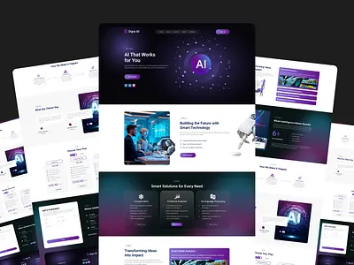 Intelligent Tech Landing Page – Modern UI/UX Concept ai landing page ai website design artificial intelligence ui clean website design dark ui concept data science website futuristic ui ux machine learning ui modern ui design neon gradient design robotics landing page saas landing page startup landing page technology landing page vbusiness tech website