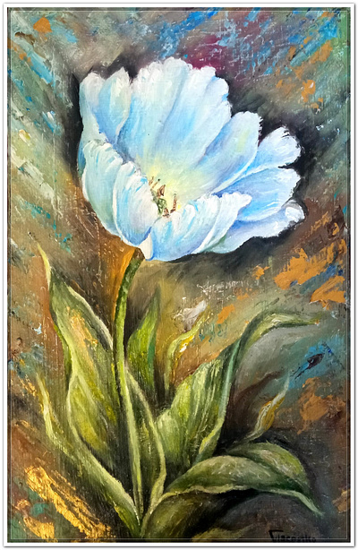 Oil flower, ukrainian artist design hand painted handmade paint painting