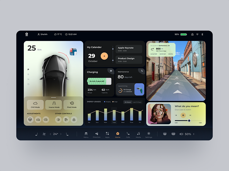 Smart Car HMI Dashboard Design Concept by Ofspace UX/UI on Dribbble