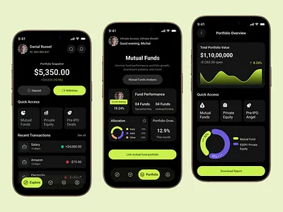 WealthMate – Modern Investment & Portfolio Tracker UI banking mobile app cryptocurrency finance finance wallet app investment investment app investment club app investor mobile app mobile mobile app mobile app design mobile banking app modern ui money management online wallet portfollio tracker praivate investment praivate mobile app wallet wealth